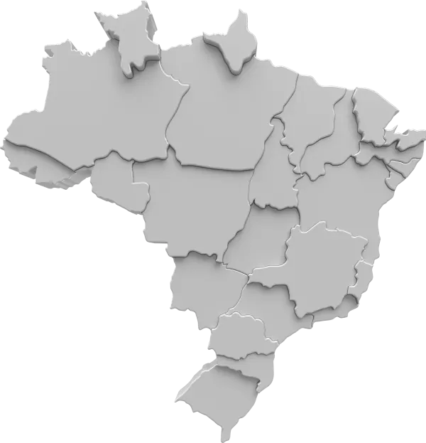 Mapa do Brasil representando a atuação do escritório nos 27 estados